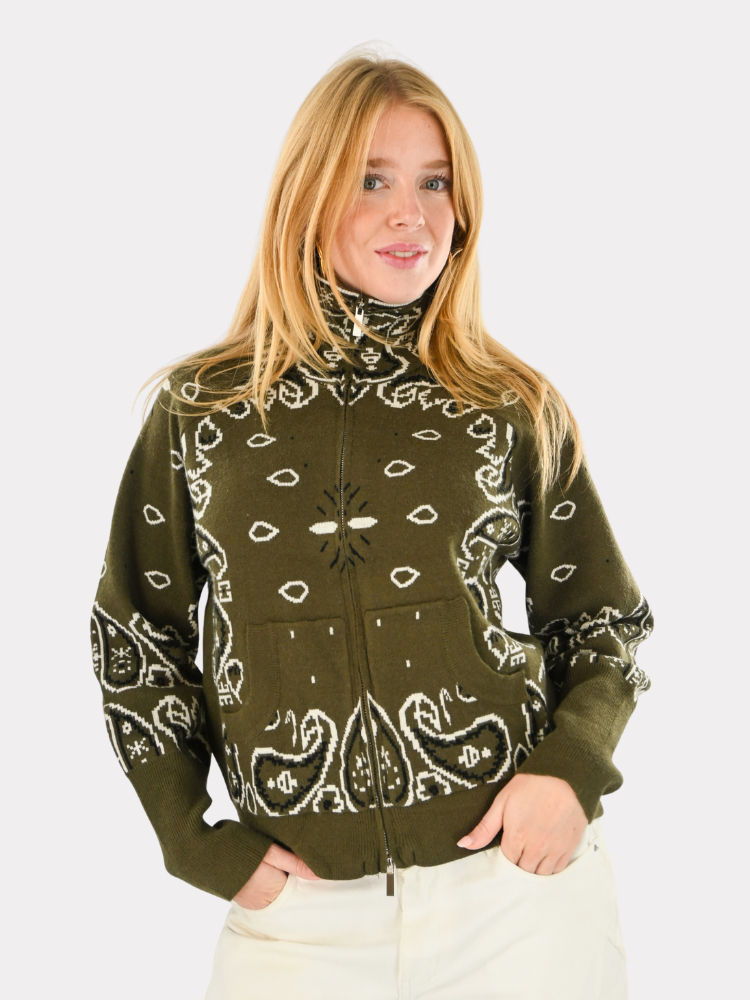 Bonnet bandana zippé en maille Aspen - vert