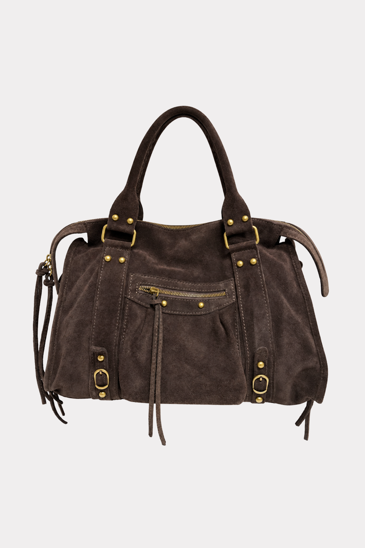 Icon bag suede - donkerbruin