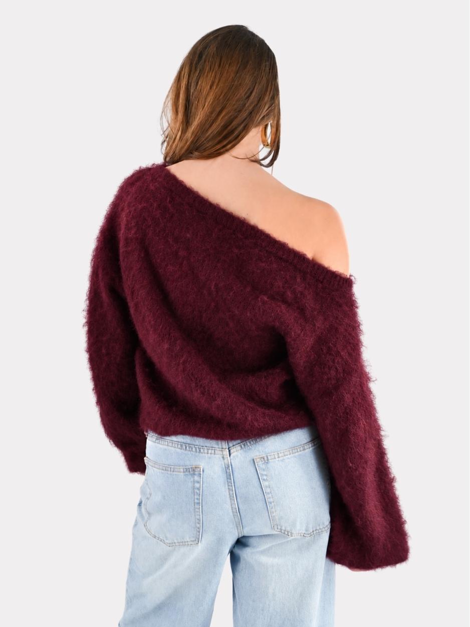 Maira off shoulder knit - bordeaux