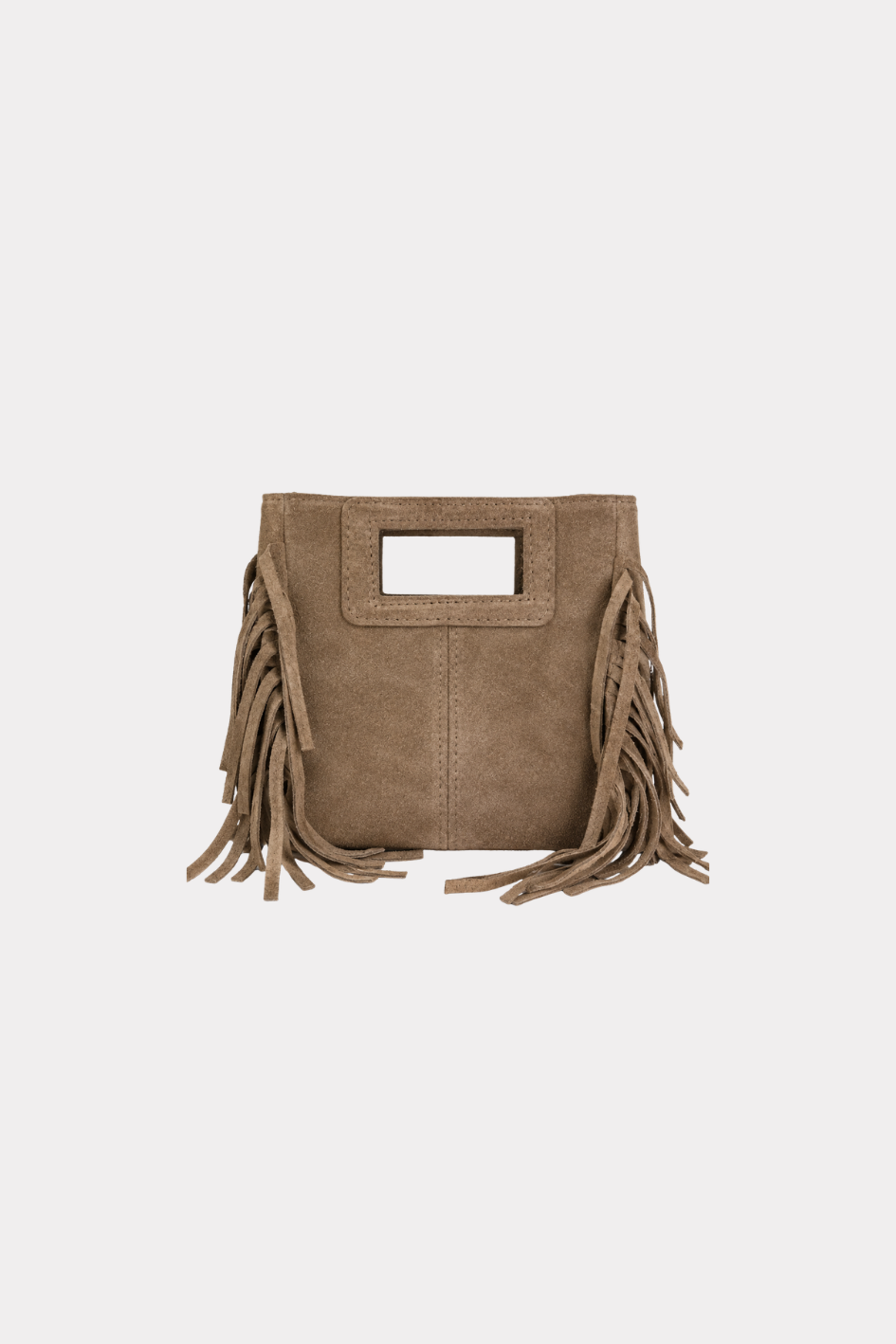 Wildleder-Fransentasche - Taupe