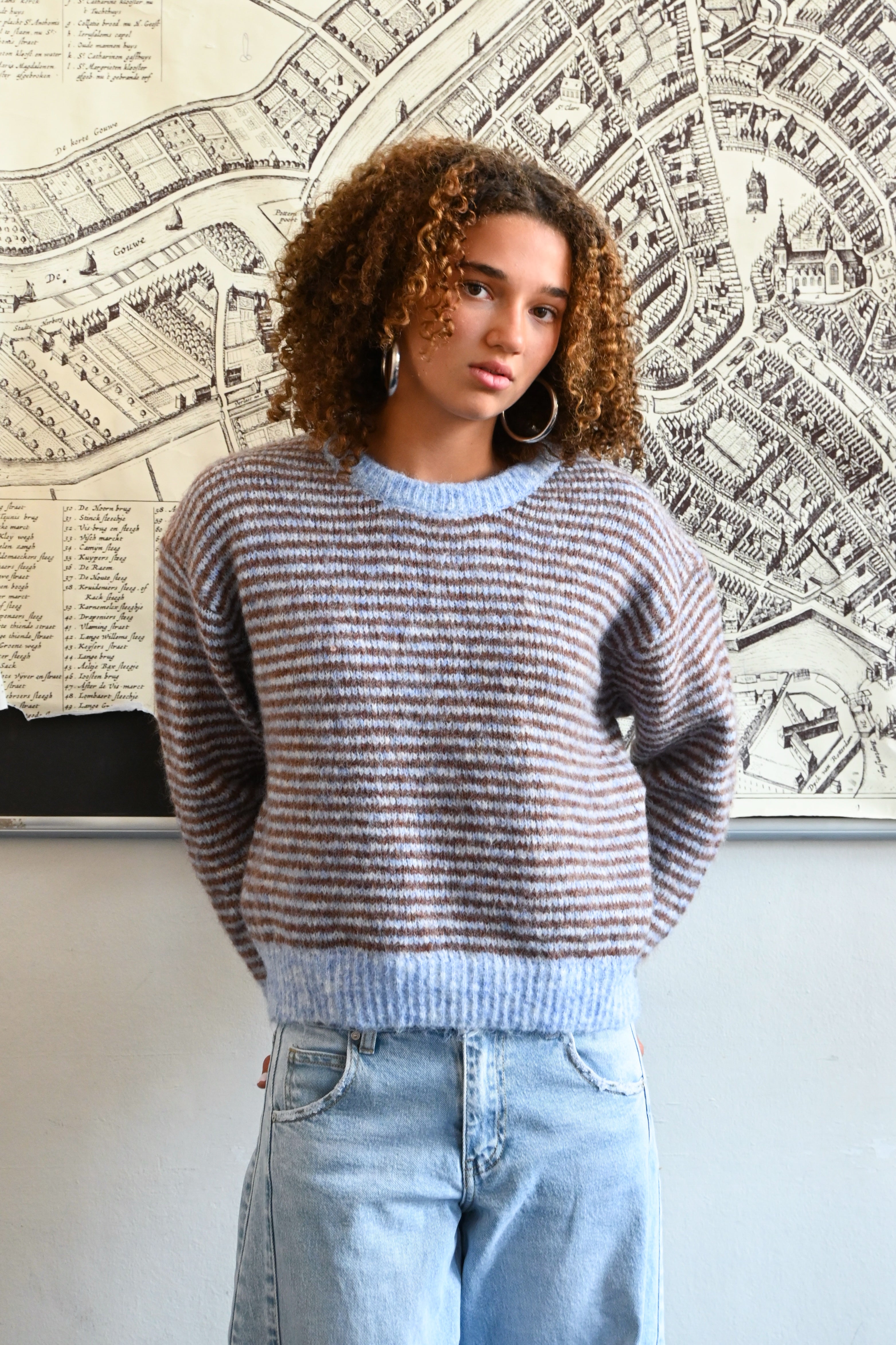 Lara vintage striped knit - blauw/bruin