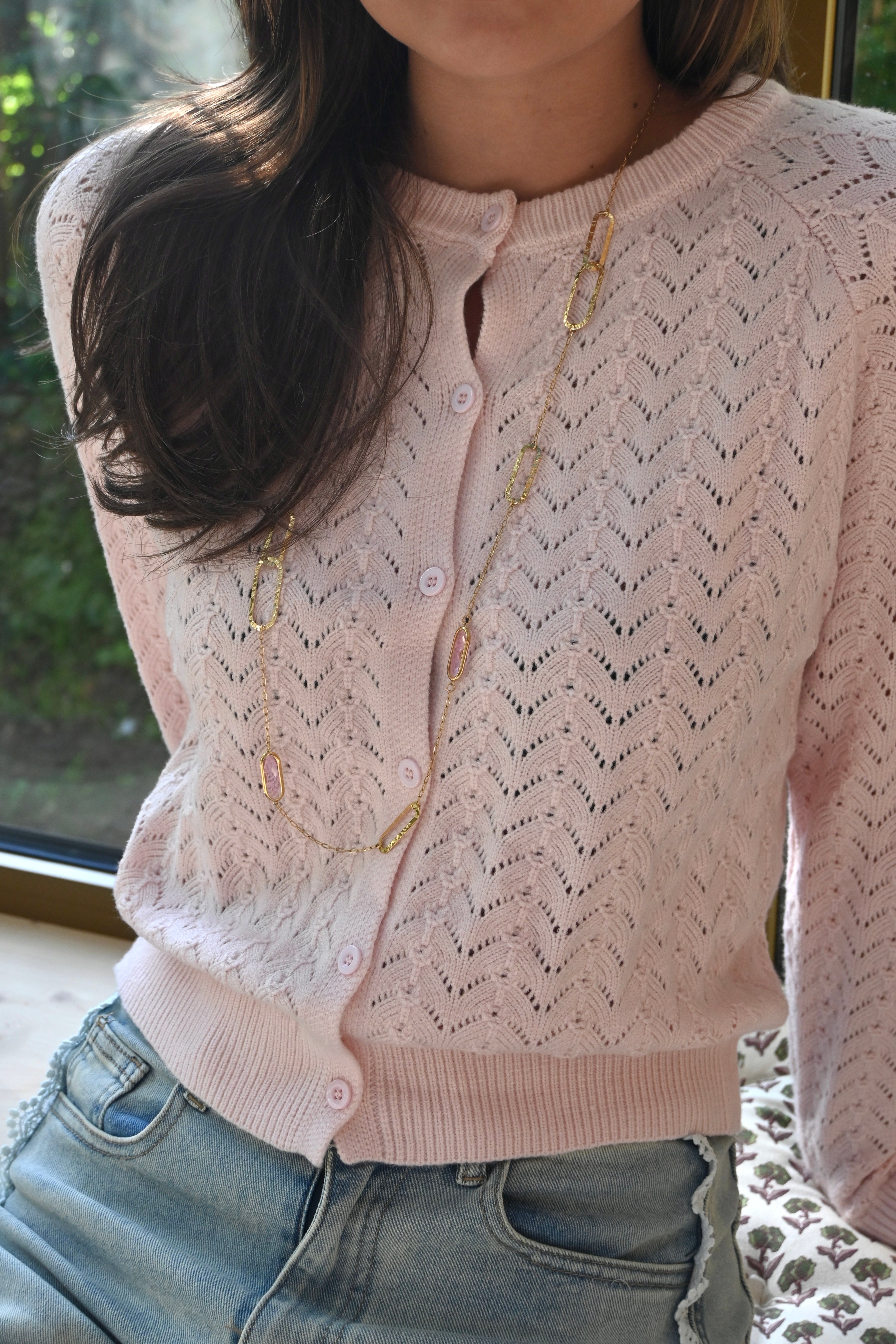 Mystery charm necklace - goud/roze