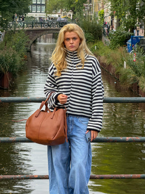 Striped zipper - navy/white