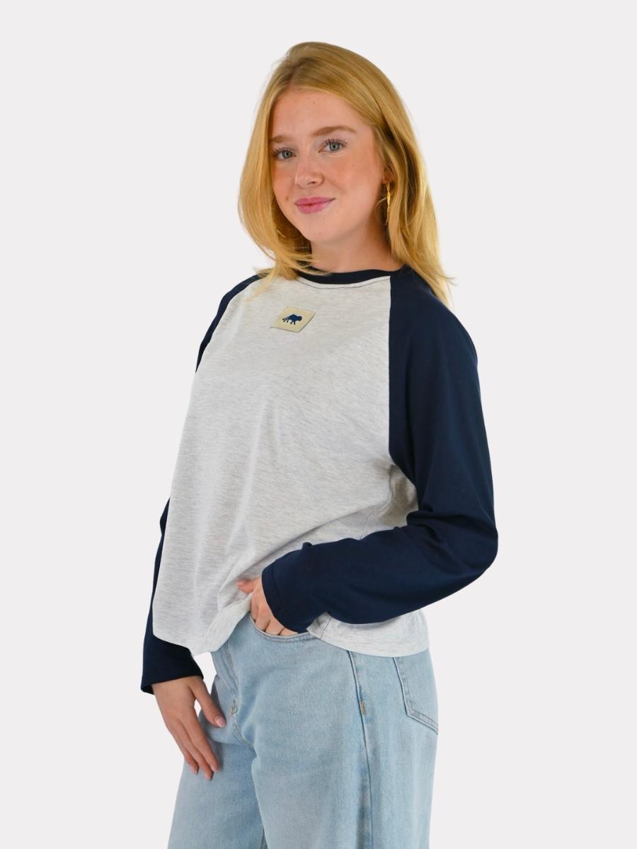 Tiger baseball longsleeve - navy/grijs