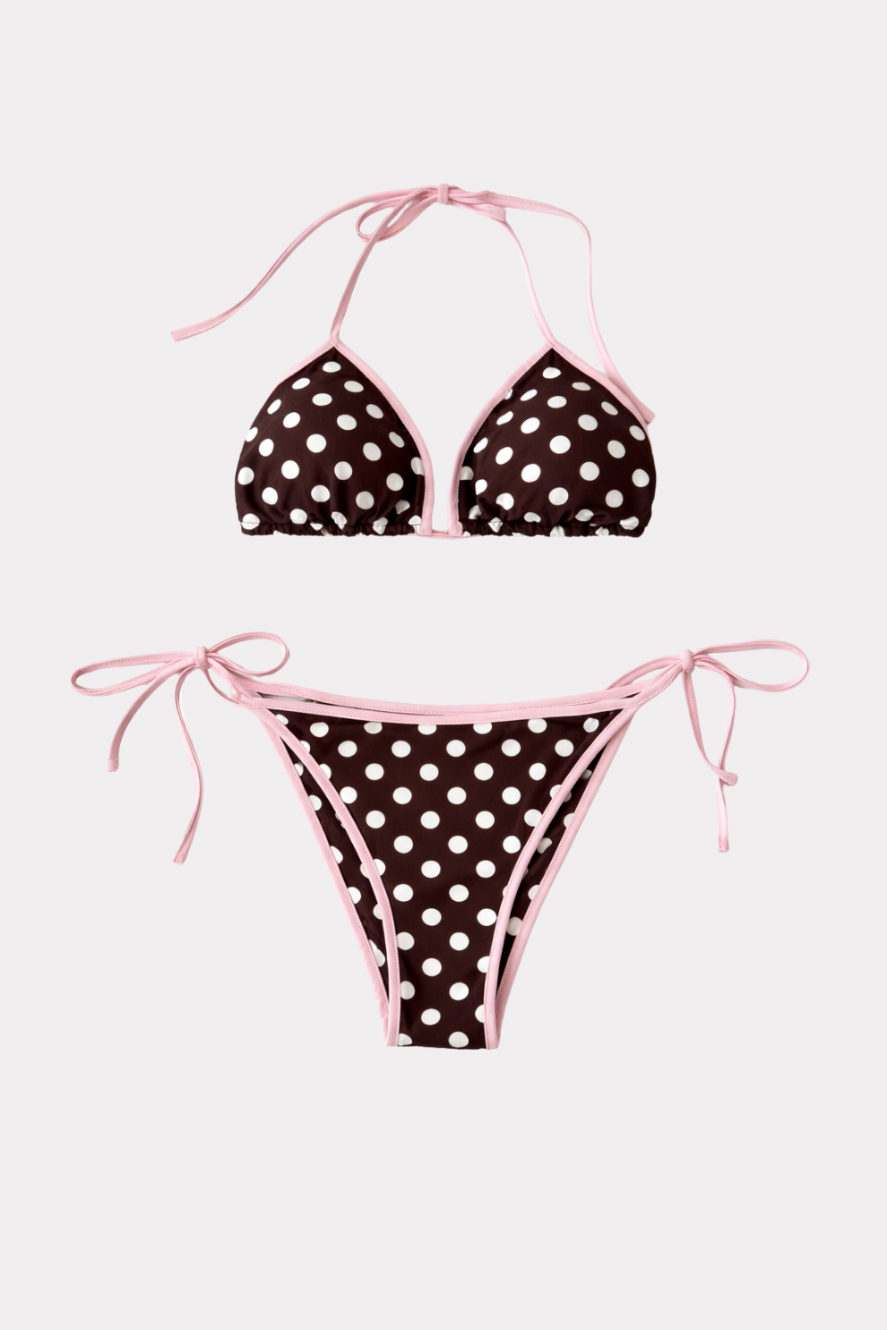 Bikini à pois - rose/brun