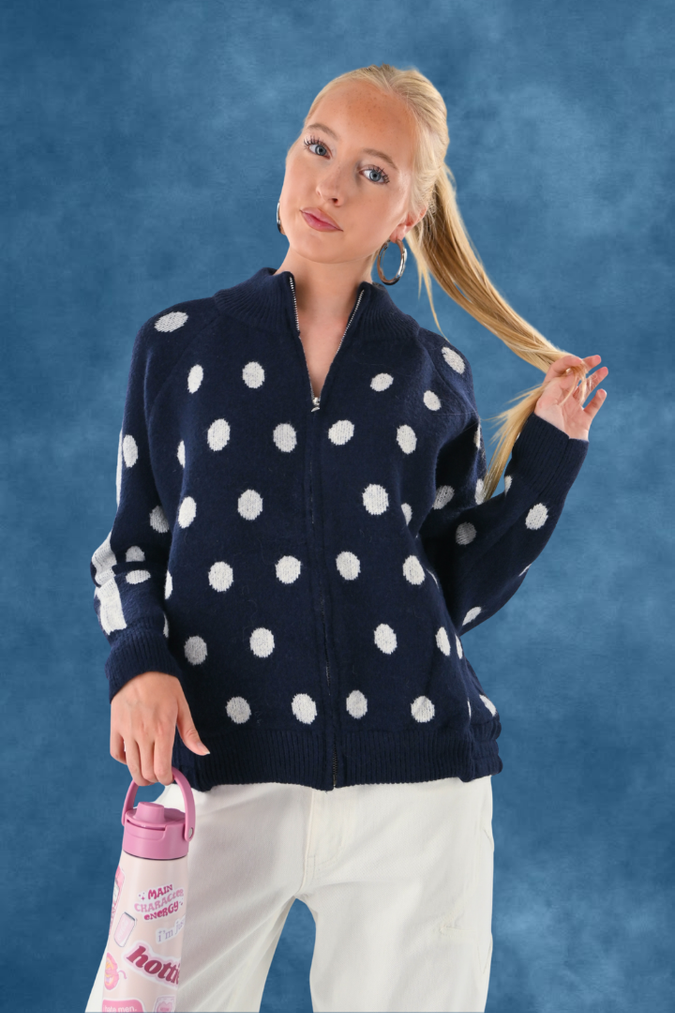 Jackie dotted zipper - navy