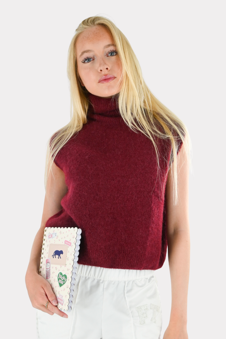 Cozy high knit - bordeaux rood