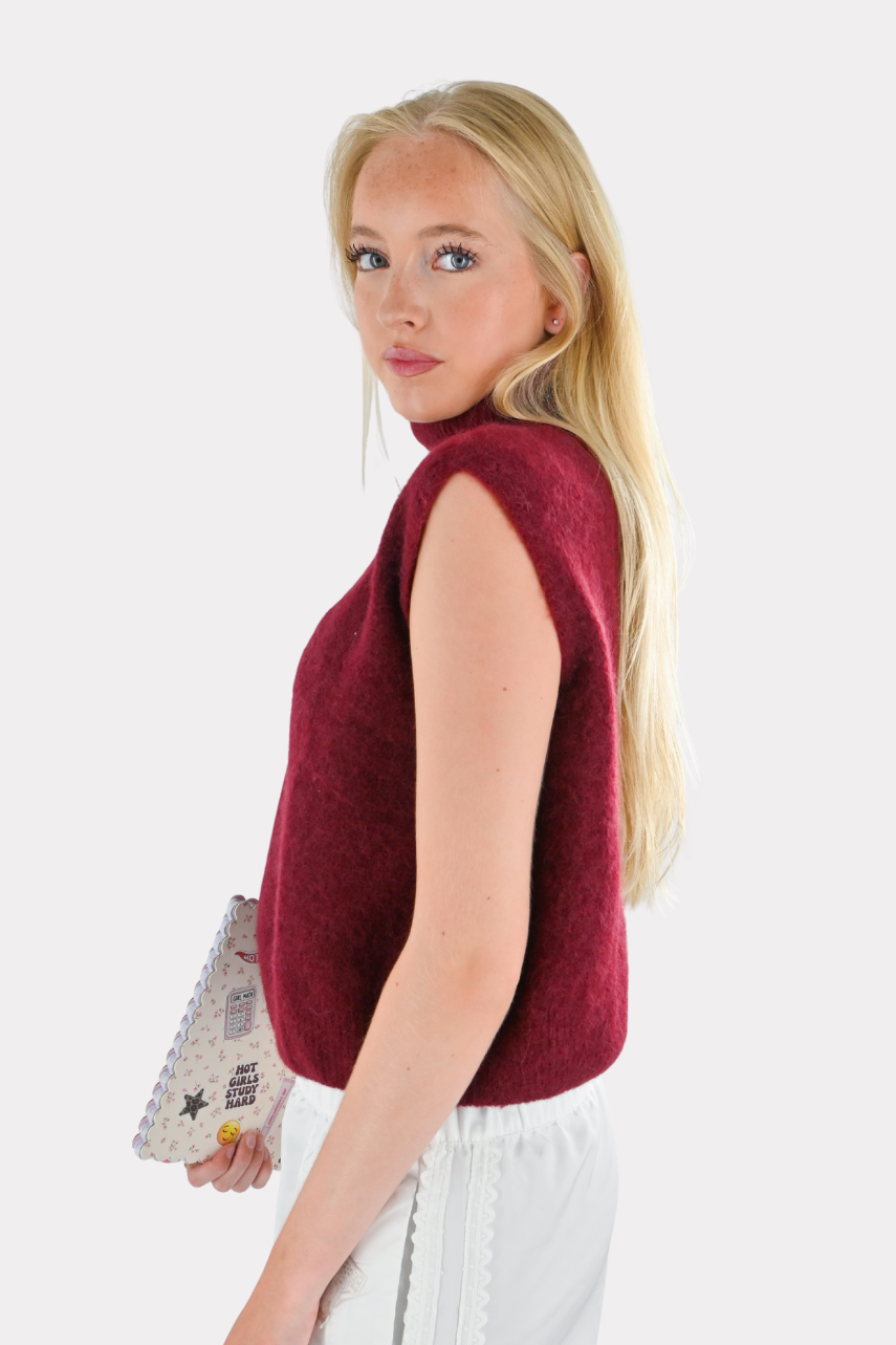 Cozy high knit - bordeaux rood