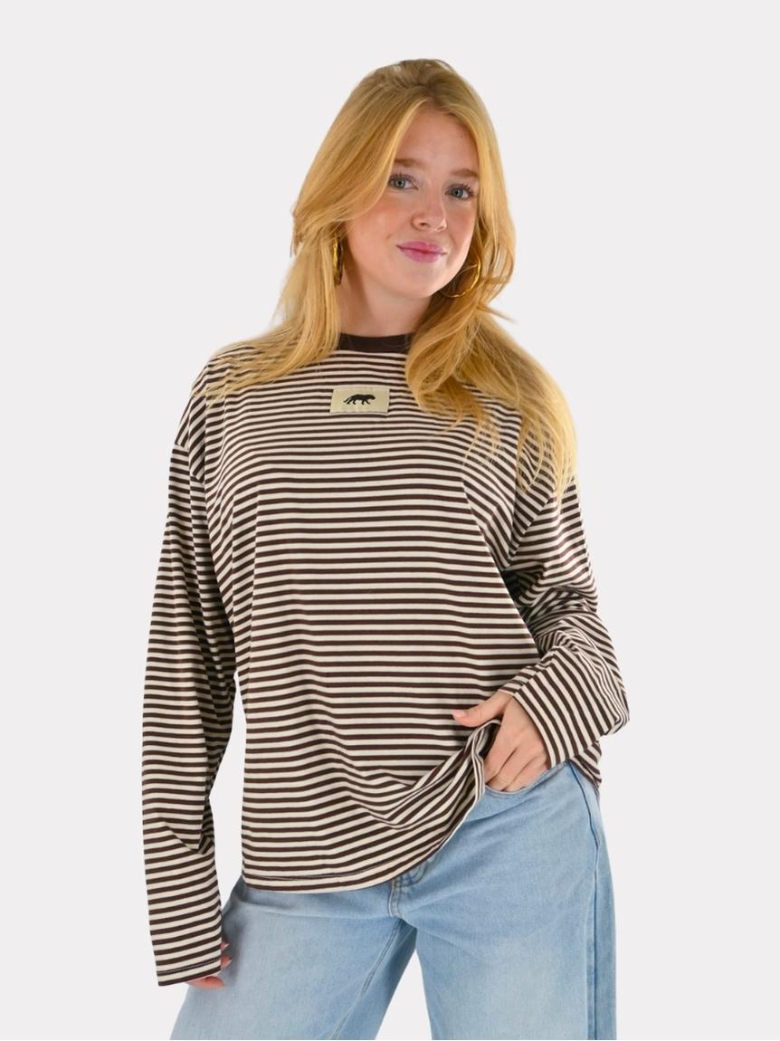 Tiger striped longsleeve - bruin/wit