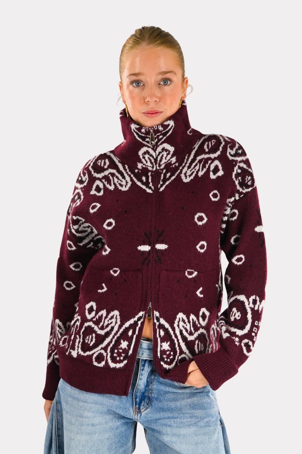 Aspen zipper knit - bordeaux
