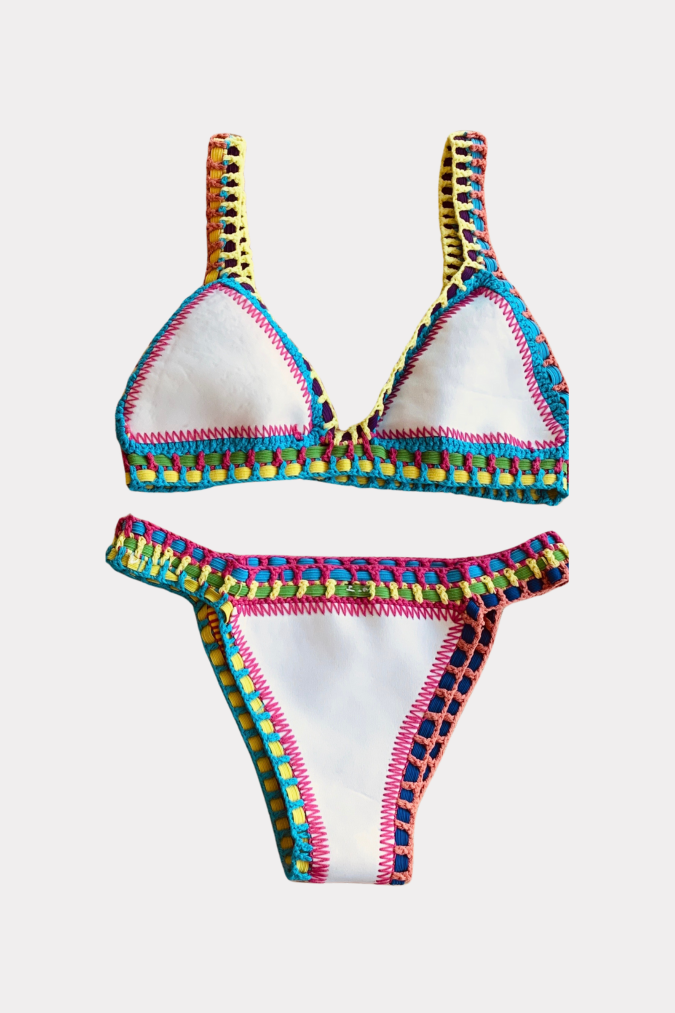 Bikini Ibiza jaune/blanc réversible