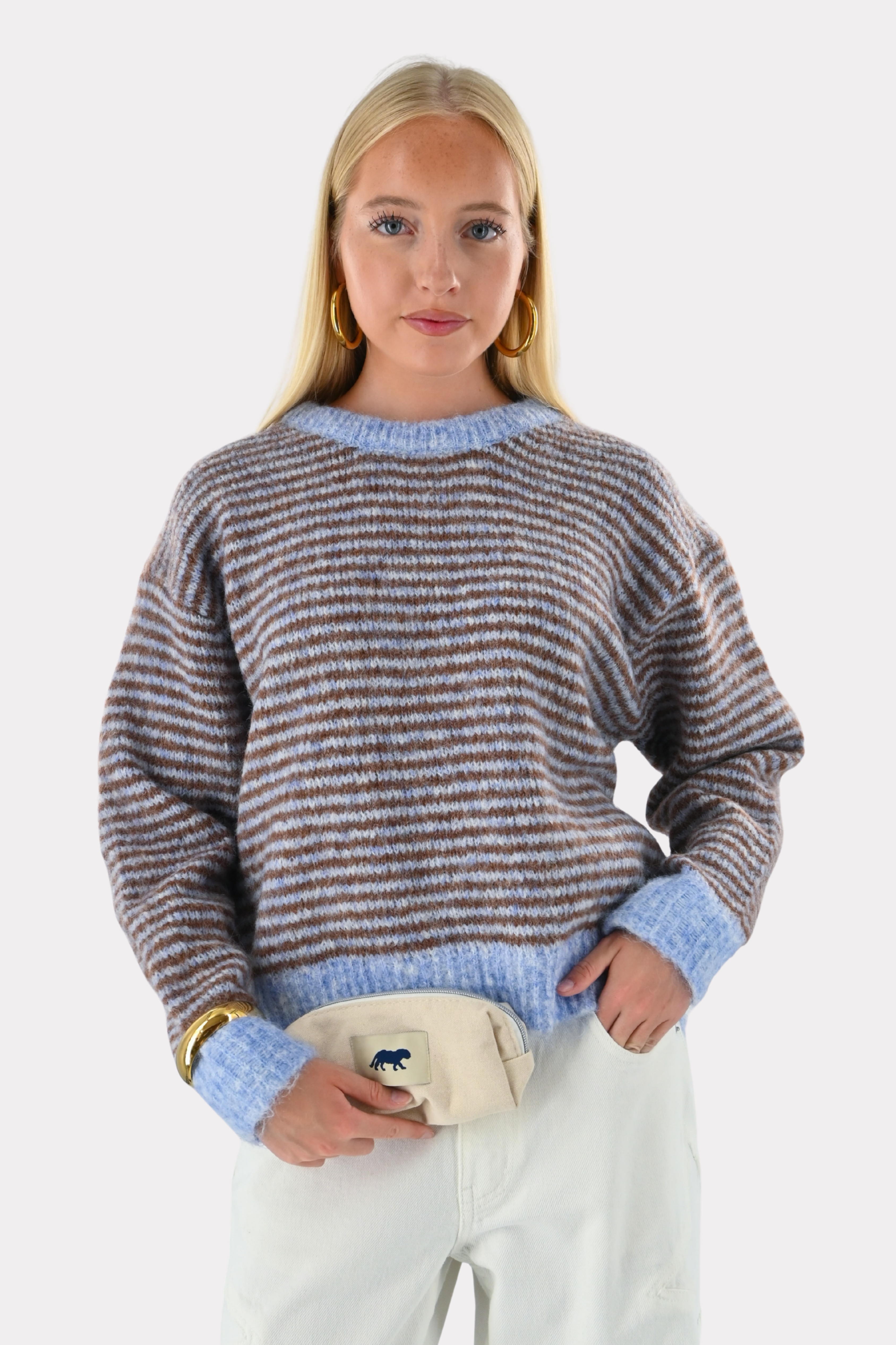 Lara vintage striped knit - blauw/bruin