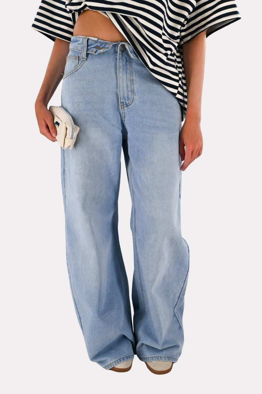 Folded barrel jeans - blauw