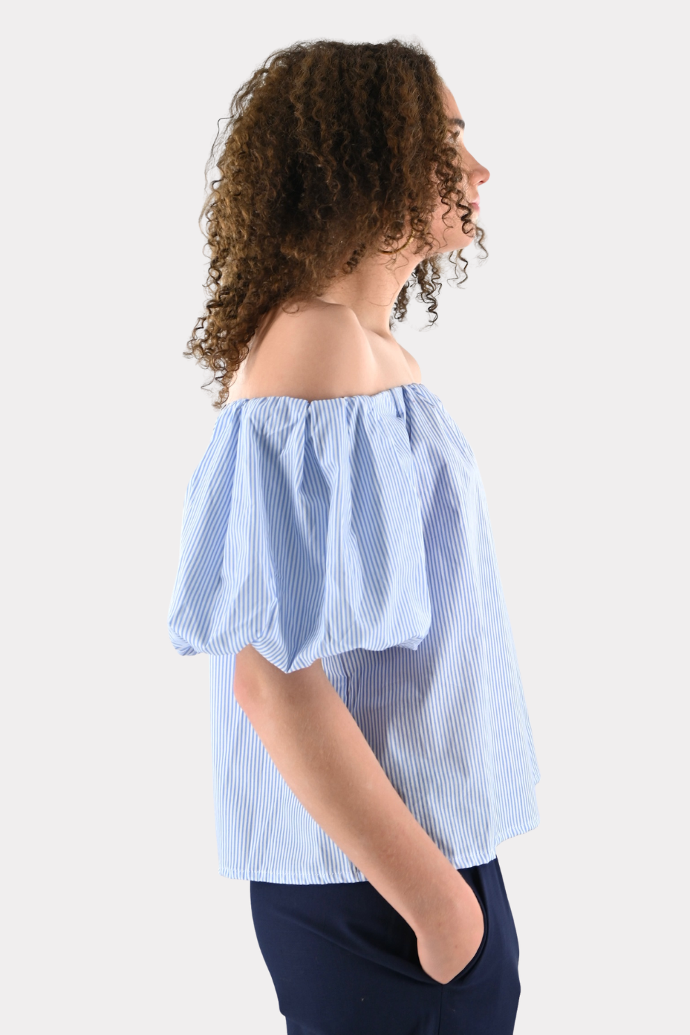 Fiore blouse striped - blauw/wit