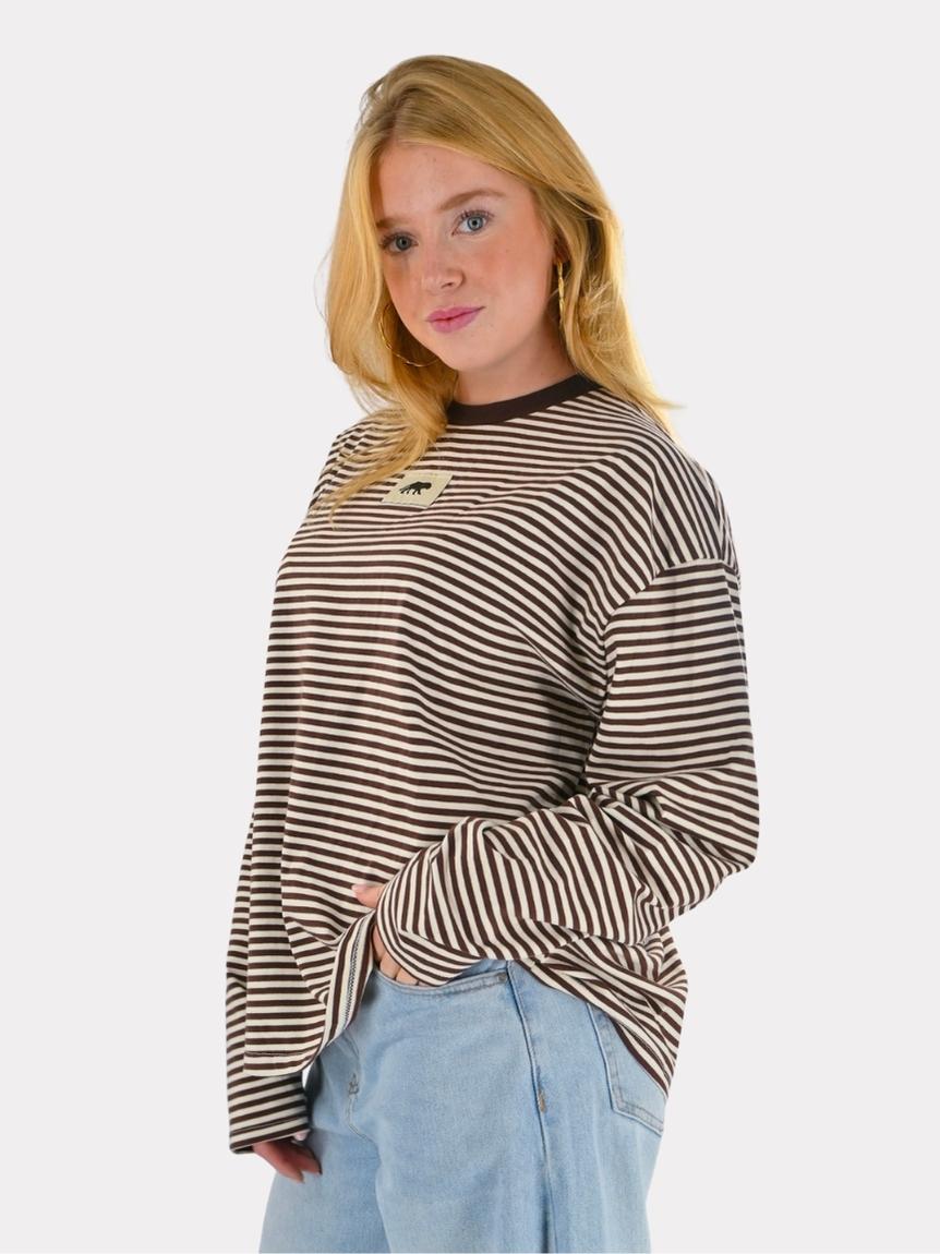 Tiger striped longsleeve - bruin/wit