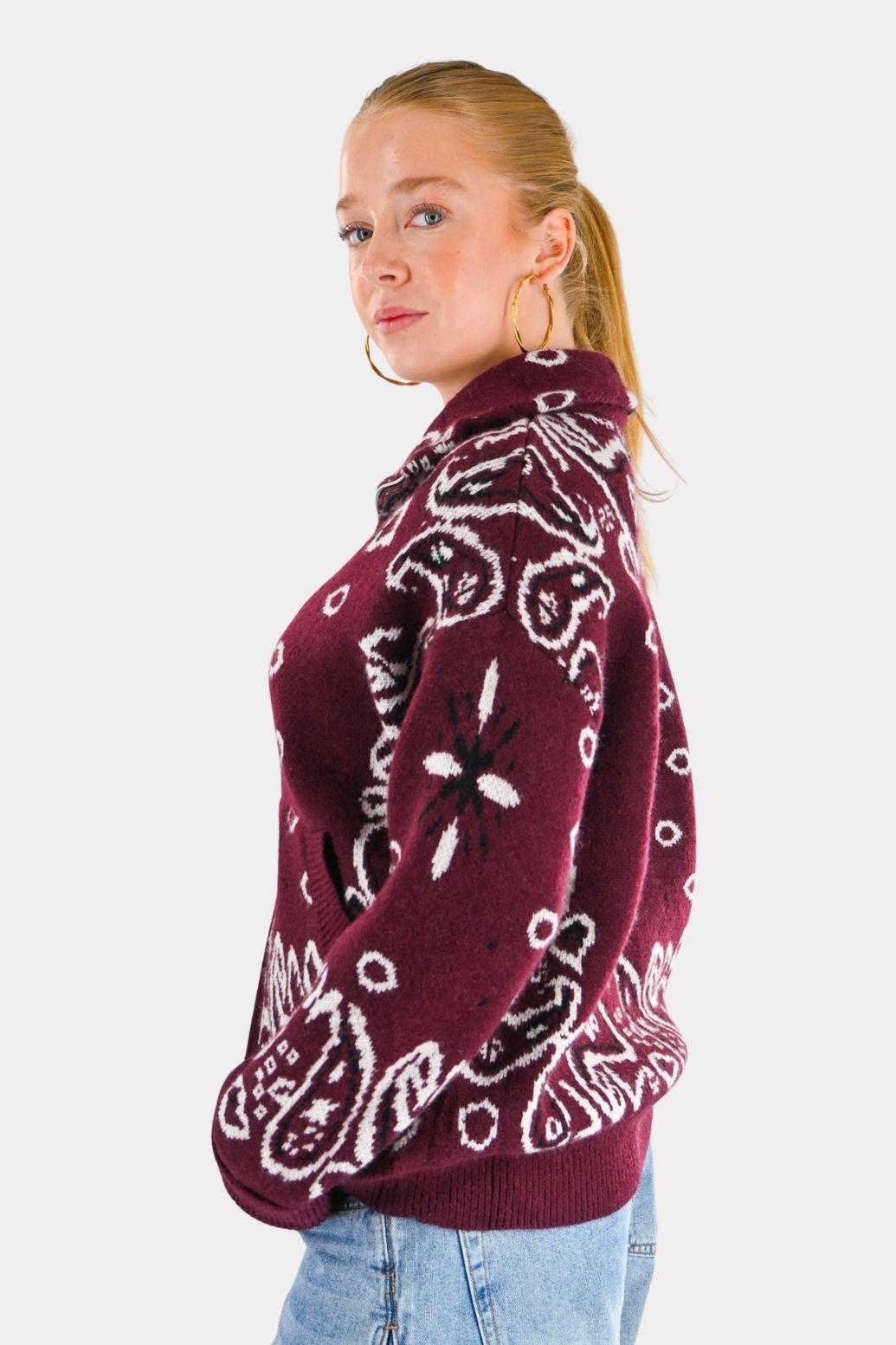 Aspen zipper knit - bordeaux