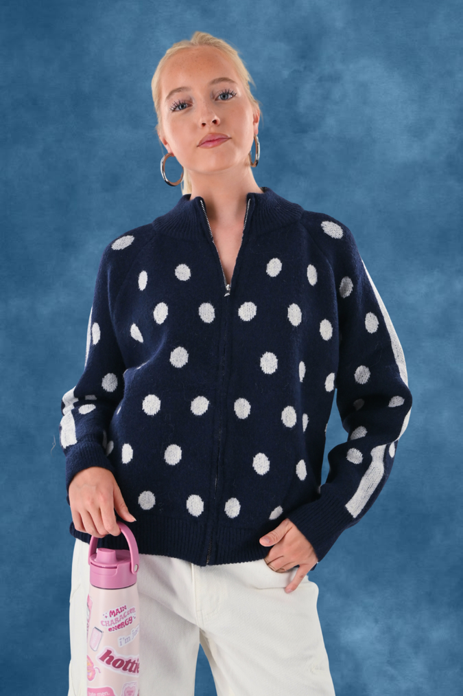 Jackie dotted zipper - navy
