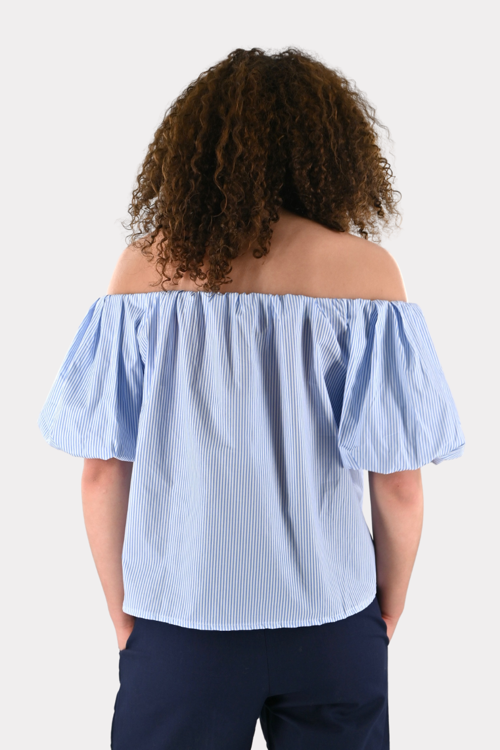 Fiore blouse striped - blauw/wit