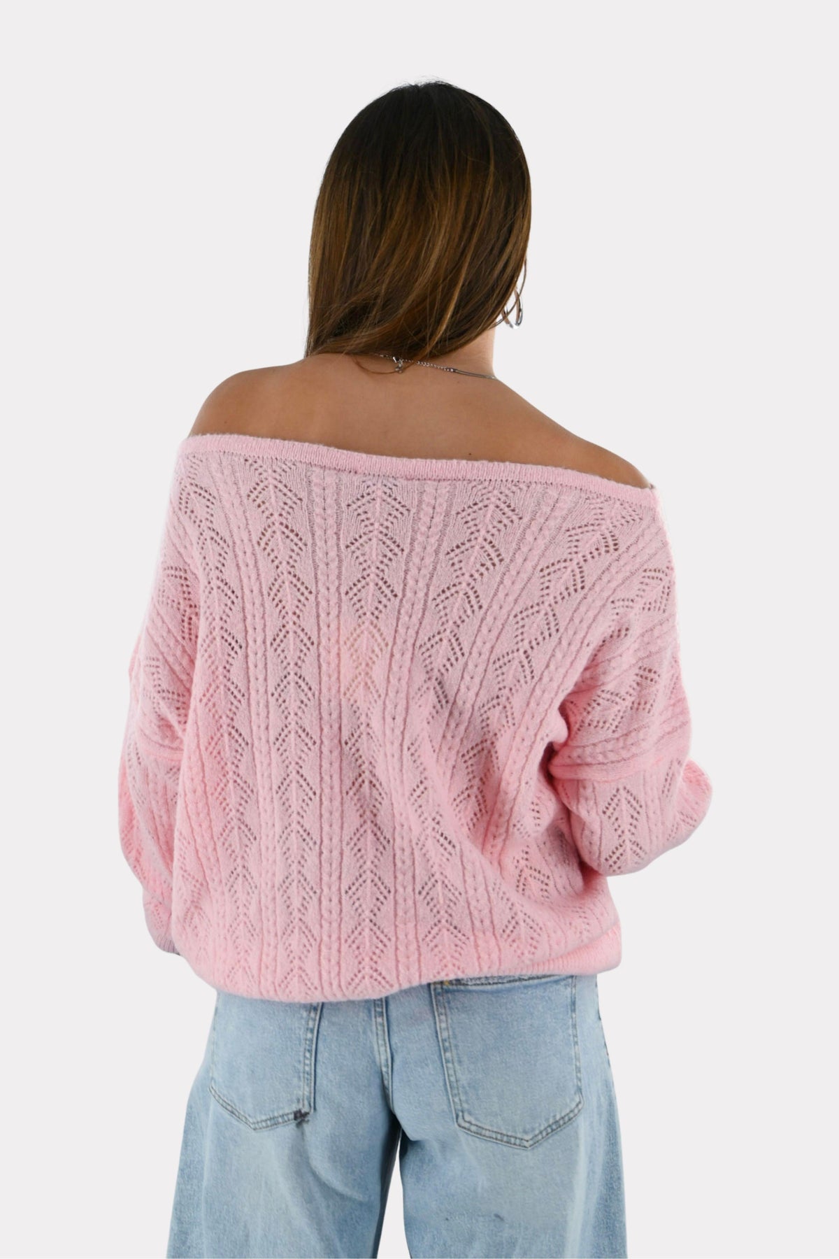 Lola Off-Shoulder-Strick - Rosa