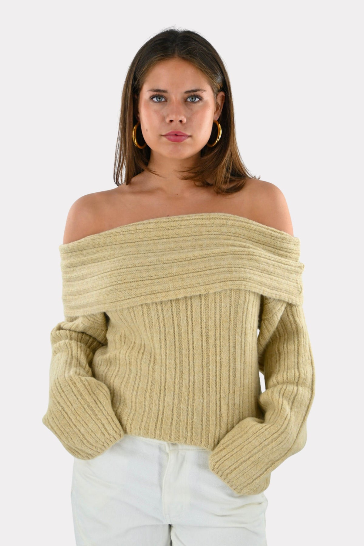 Maxime knit off shoulder - beige