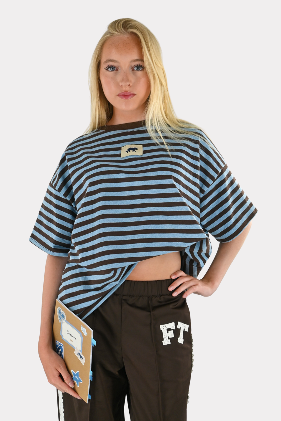 T-shirt rayé Tiger - brun/bleu