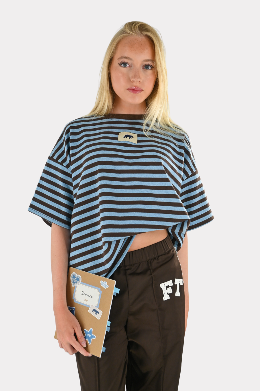 Striped tiger t-shirt - bruin/blauw