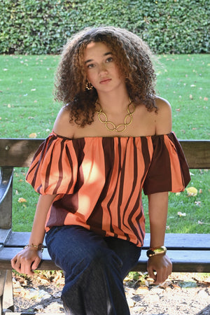 Fiore-blouse-rayée-marron-rose-Fashiontiger