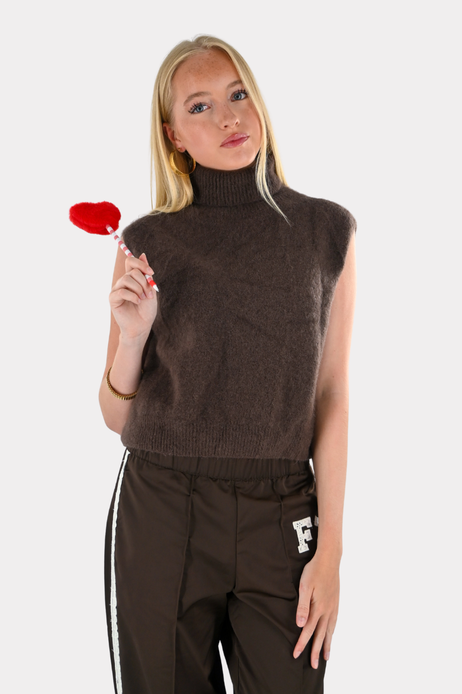 Cozy high knit - bruin