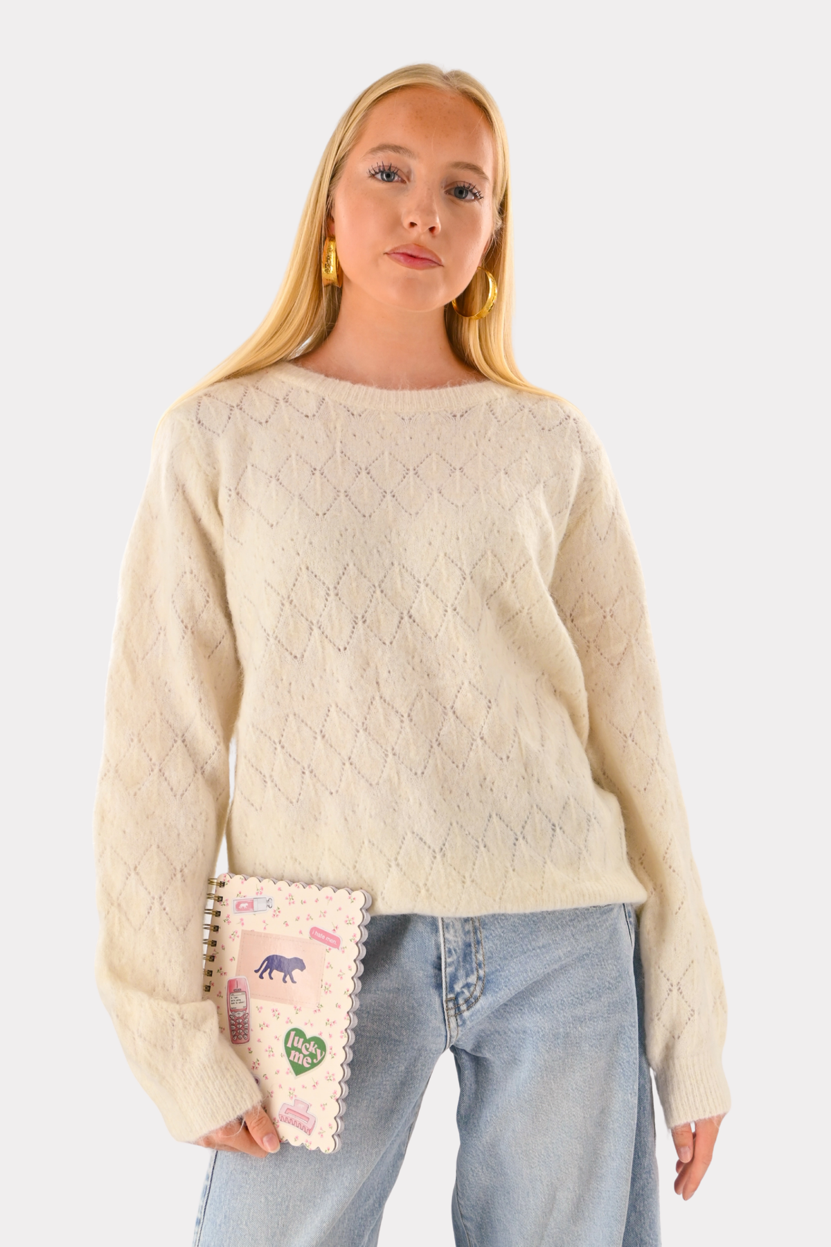 Belly-Strickpullover - Weiß