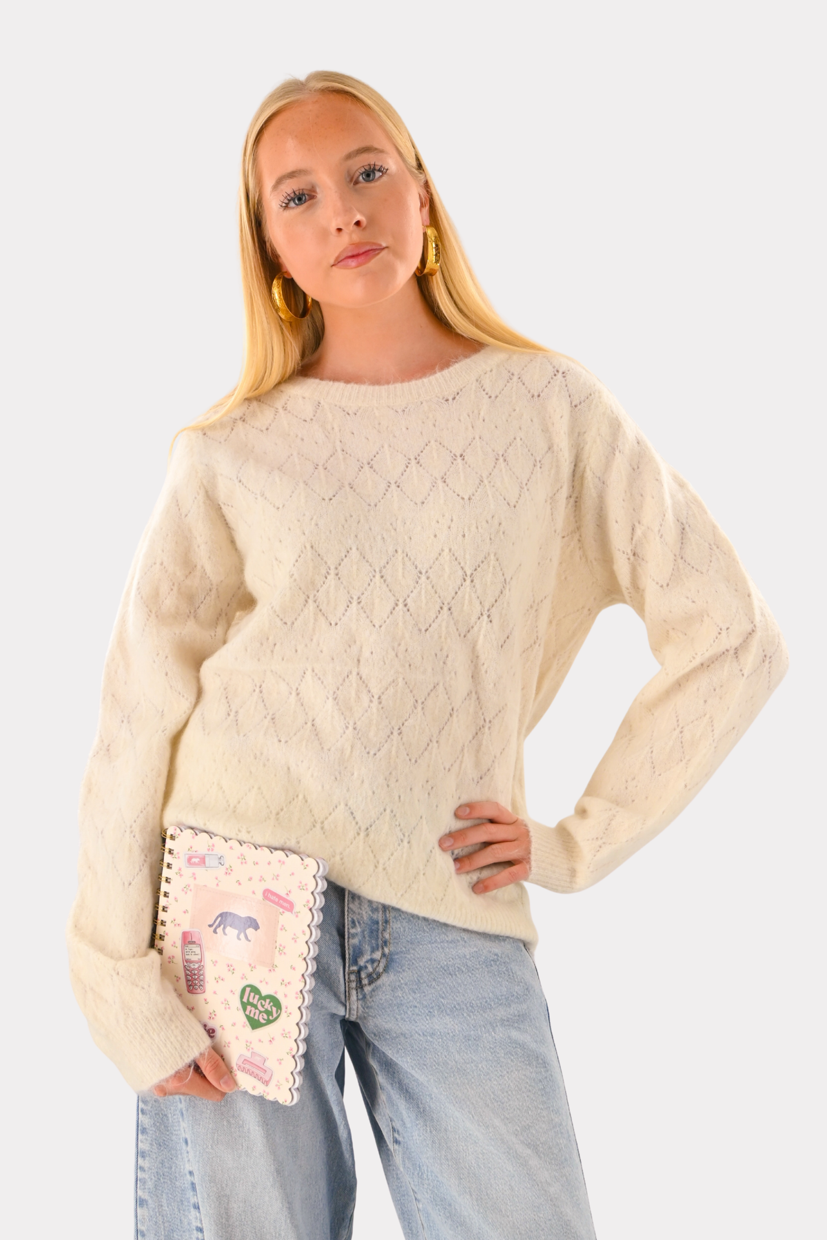 Belly-Strickpullover - Weiß