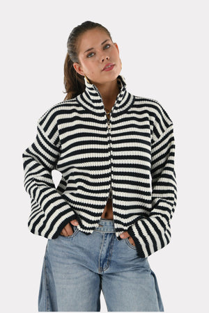 Striped zipper - navy/white