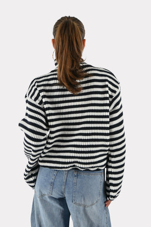 Striped zipper - navy/white