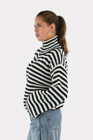 Striped zipper - navy/white