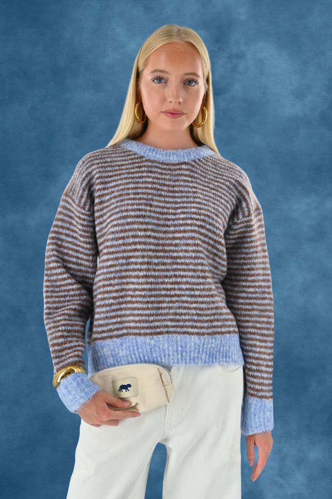 Lara vintage striped knit - blauw/bruin
