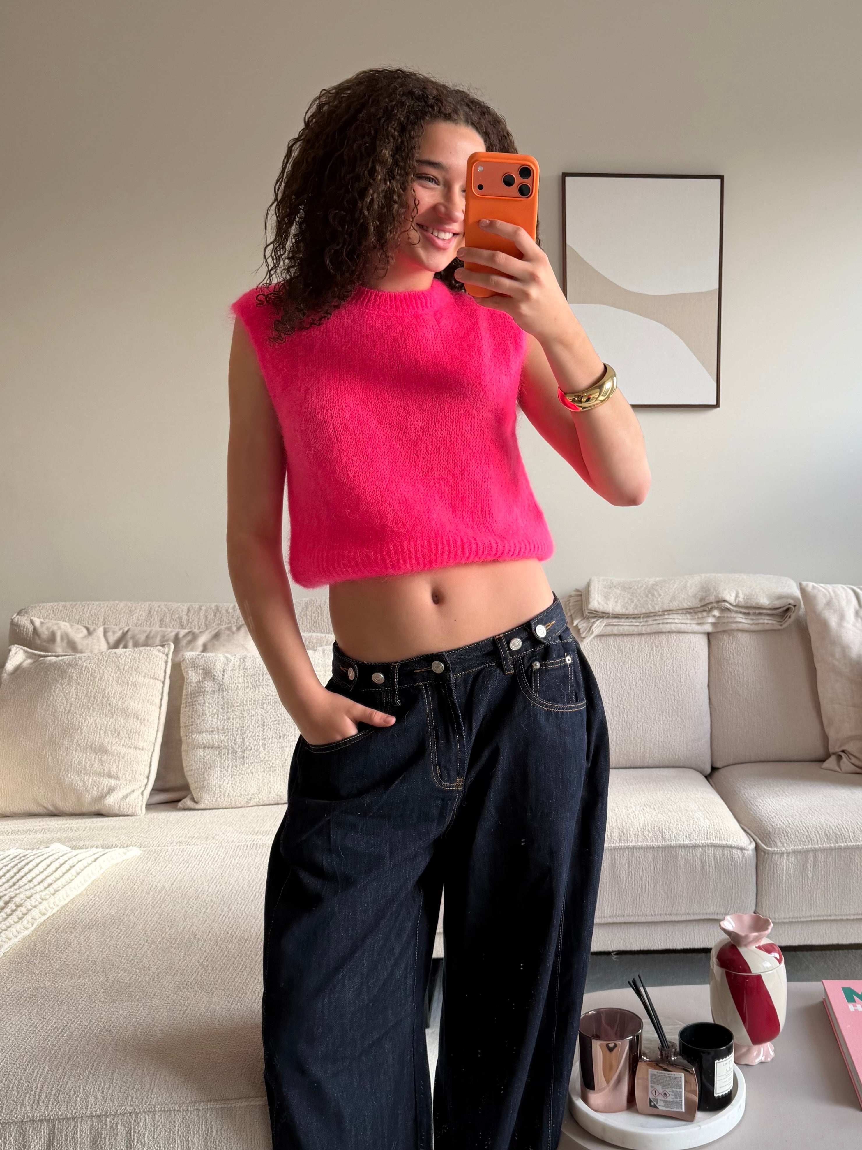 Weicher klassischer Strick - Koralle