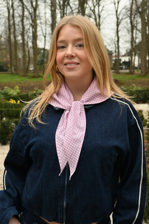 Foulard à carreaux - rose