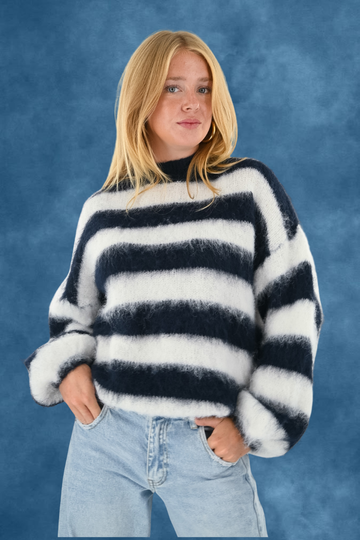 Molly knit - navy/wit