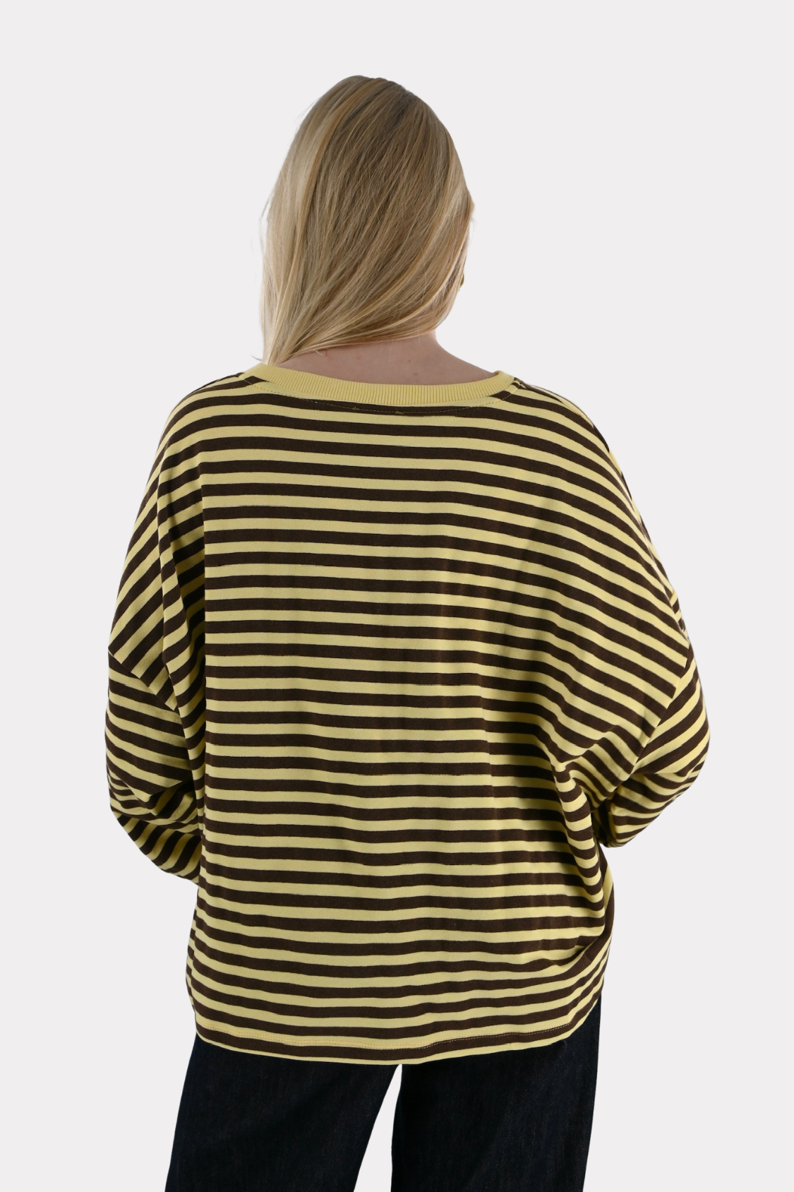 Lore-t-shirt-long-sleeve-striped-geel/bruin-fashiontiger-4
