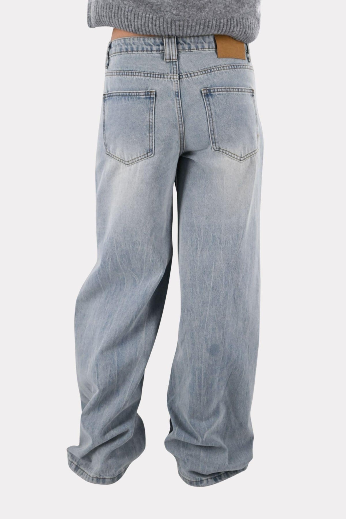 Wide-Leg-Jeans mit Knopfleiste - blau