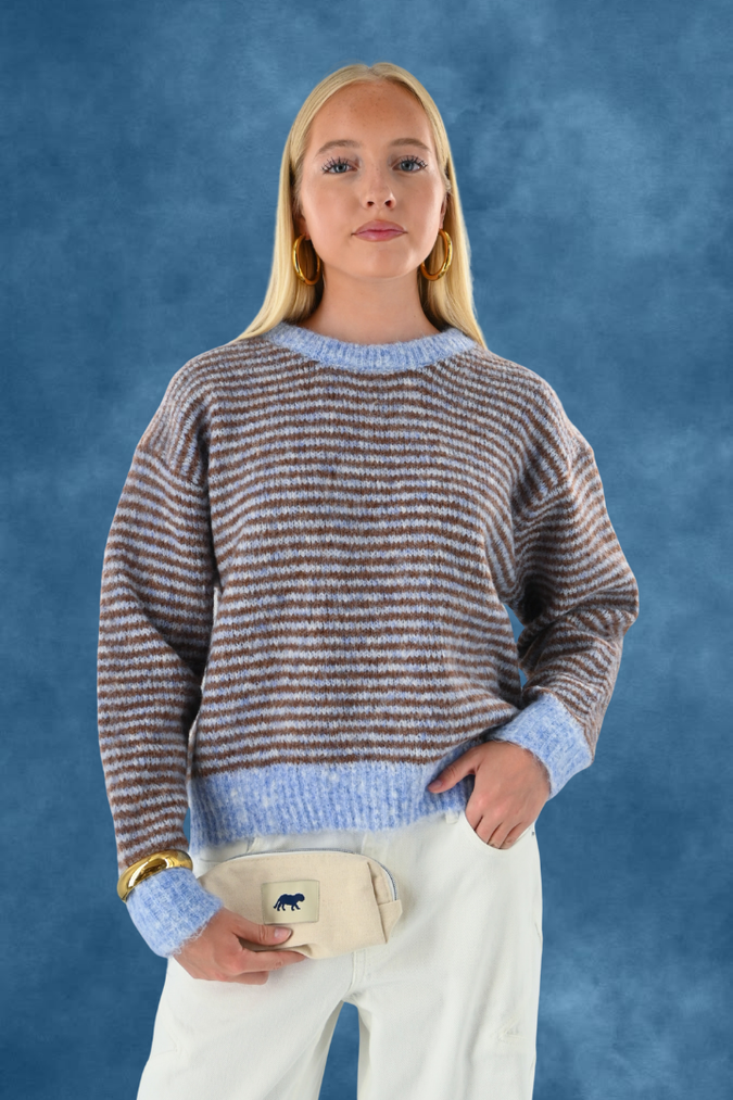 Lara vintage striped knit - blauw/bruin