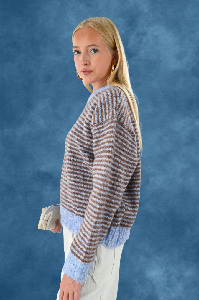 Lara vintage striped knit - blauw/bruin