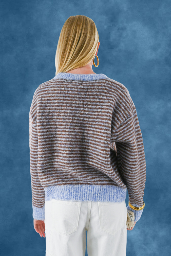 Lara vintage striped knit - blauw/bruin