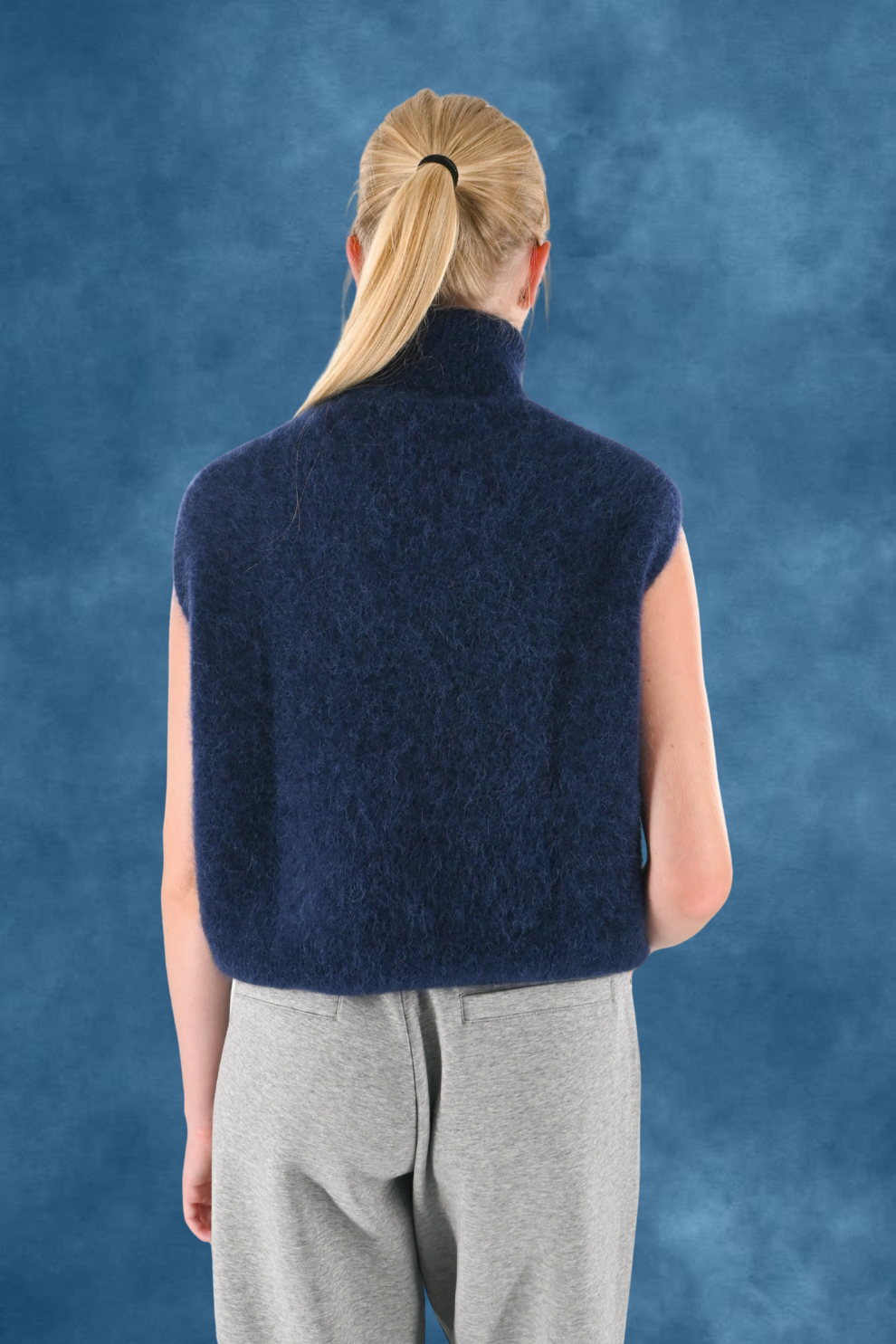 Kuscheliger Stehkragen-Strickpullover - marineblau