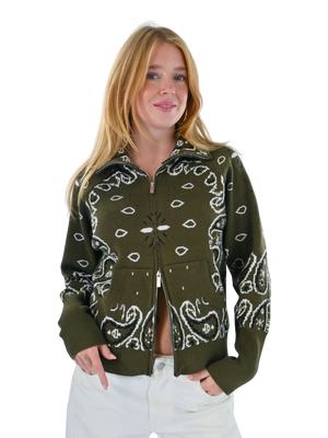Aspen bandana zipper knit - groen