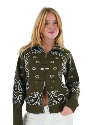 Aspen bandana zipper knit - groen