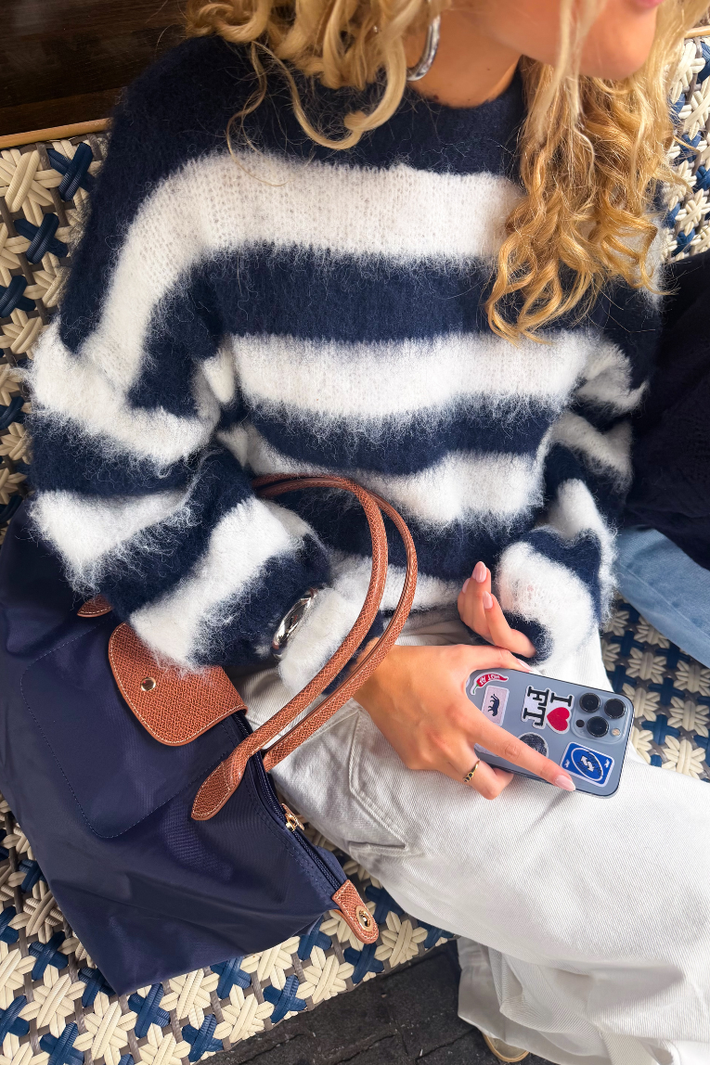 Molly knit - navy/wit