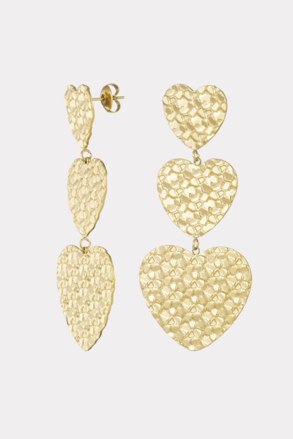 Structured hearts earrings - goud