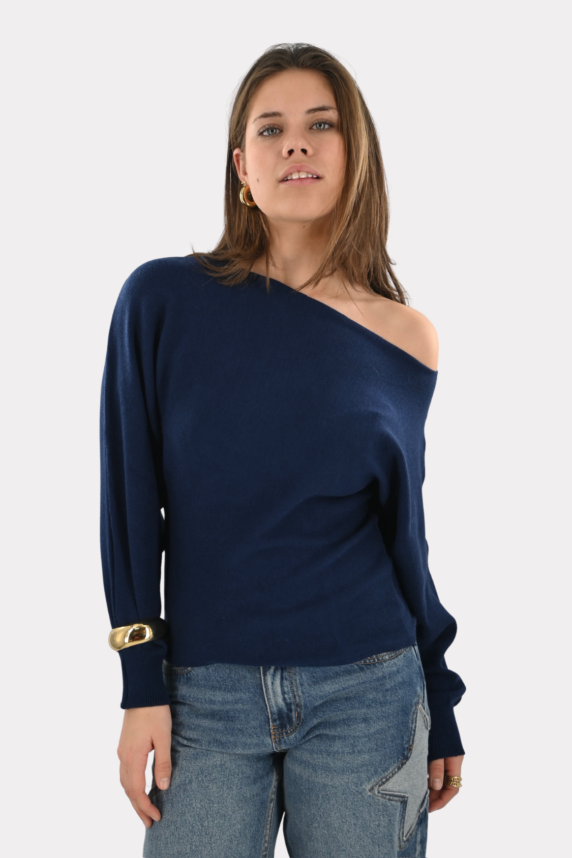 Menthe off shoulder knit - navy