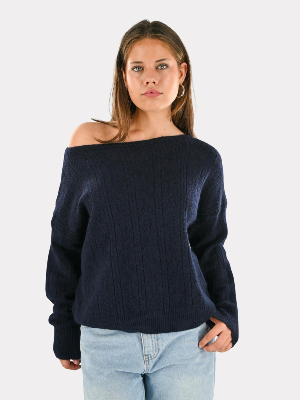 Lola off-shoulder knit - navy