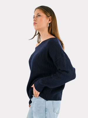 Lola off shoulder knit - navy